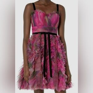Marchesa Notte Pink and Purple Spaghetti Strap Sundress size 8